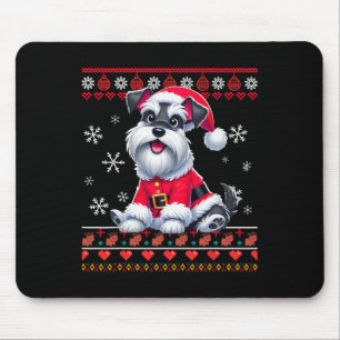Ugly Sweater X-mas Santa Miniature Schnauzer Dog C Mouse Pad