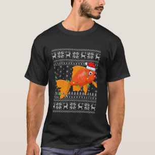Ugly Sweater Xmas Lights Santa Hat Goldfish Christ