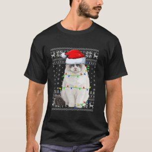 Ugly Sweater Xmas Lights Santa Hat Ragdoll Cat Chr