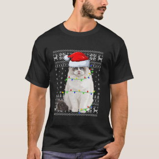 Ugly Sweater Xmas Lights Santa Hat Ragdoll Cat Chr
