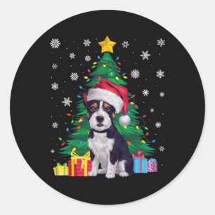 Ugly Sweater Xmas Tree American Staffordshire Terr Classic Round Sticker
