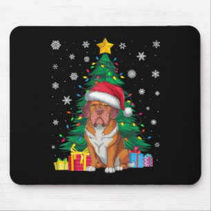 Ugly Sweater Xmas Tree Light Dogue De Bordeaux Dog Mouse Pad
