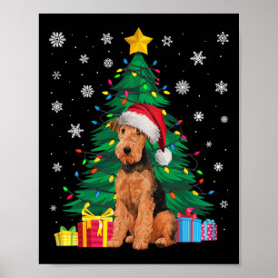 Ugly Sweater Xmas Tree Lights Airedale Terrier Dog Poster