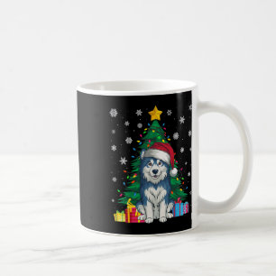 Ugly Sweater Xmas Tree Lights Alaskan Malamute Dog Coffee Mug
