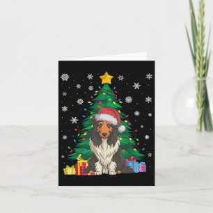 Ugly Sweater Xmas Tree Lights Bearded Collie Dog S Card