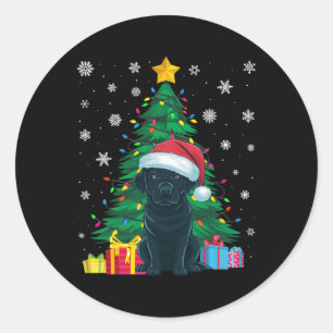 Ugly Sweater Xmas Tree Lights Black Labrador Dog S Classic Round Sticker