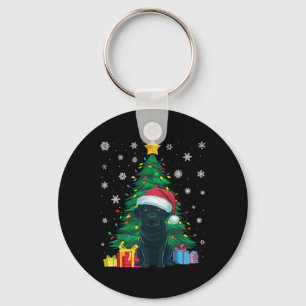 Ugly Sweater Xmas Tree Lights Black Labrador Dog S Key Ring