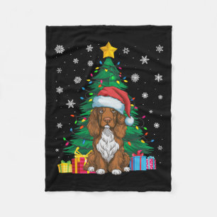 Ugly Sweater Xmas Tree Lights Field Spaniel Dog Sa Fleece Blanket