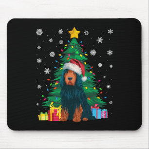 Ugly Sweater Xmas Tree Lights Portuguese Water Dog Mouse Pad