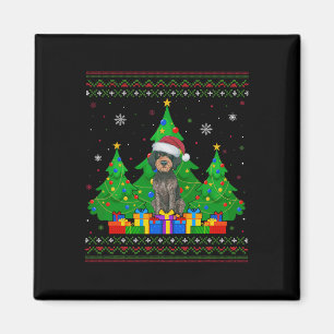 Ugly Sweater Xmas Tree Santa German Wirehaired Poi Magnet