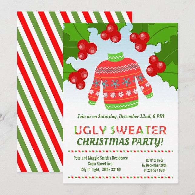  Ugly Sweaters friends Christmas Party  Invitation (Front/Back)