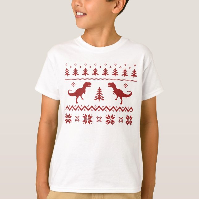 Ugly T-Rex Dinosaur Christmas Sweater (Front)