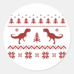 Ugly T-Rex Dinosaur Christmas Sweater Classic Round Sticker
