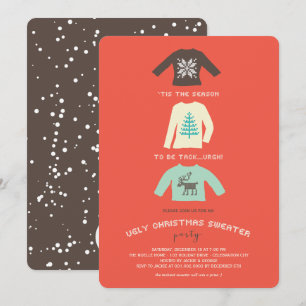 Ugly Tacky Christmas Sweater Retro Holiday Party Invitation