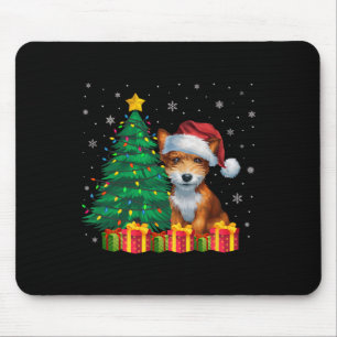 Ugly Toy Fox Terrier Santa Hat Christmas Lights Do Mouse Pad