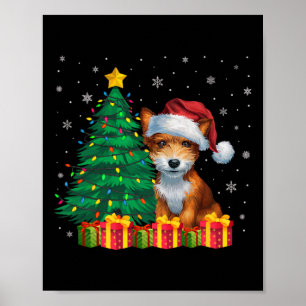 Ugly Toy Fox Terrier Santa Hat Christmas Lights Do Poster