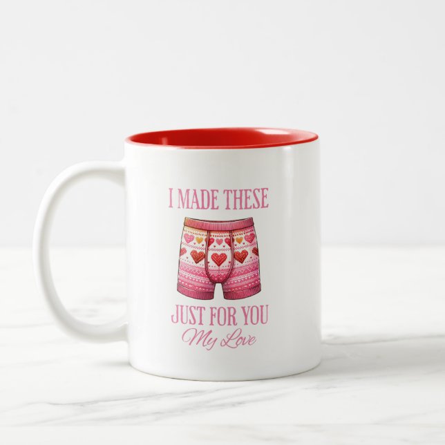 Ugly Underwear Valentines  Two-Tone Coffee Mug (Left)