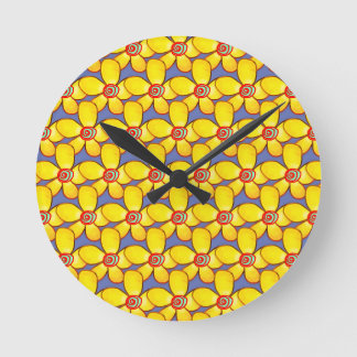 Ugly Weird Yellow Flowers on Lavender Round Clock
