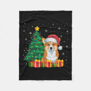 Ugly Welsh Corgi Santa Hat Christmas Lights Dog Lo Fleece Blanket