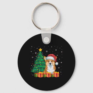Ugly Welsh Corgi Santa Hat Christmas Lights Dog Lo Key Ring
