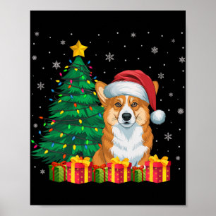 Ugly Welsh Corgi Santa Hat Christmas Lights Dog Lo Poster