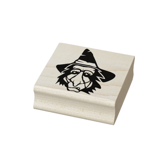 Ugly witch face silhouette art stamp (Stamp)