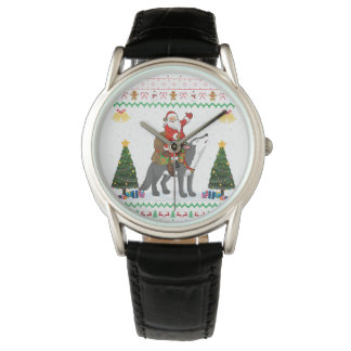 Ugly Wolf Xmas Gift Santa Riding Wolf Christmas  Watch