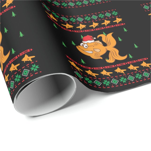 Ugly X-Mas Goldfish Christmas Wrapping Paper (Roll Corner)