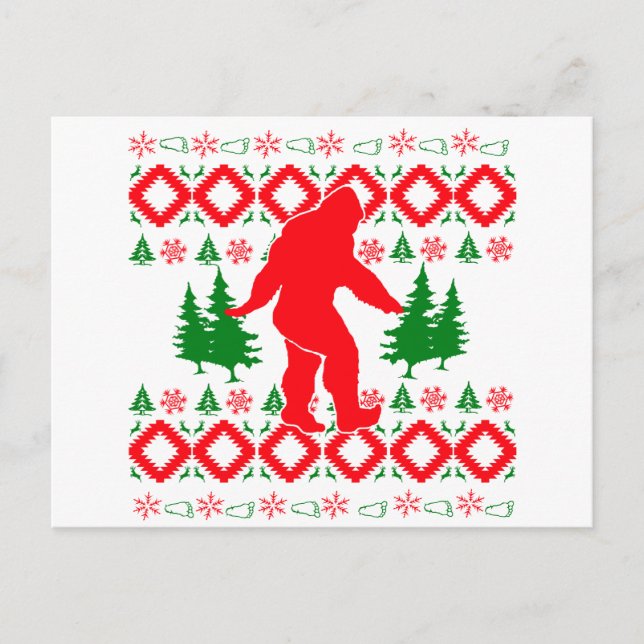 Ugly Xmas Bigfoot Holiday Postcard (Front)