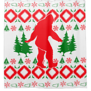 Ugly xmas Bigfoot Shower Curtain