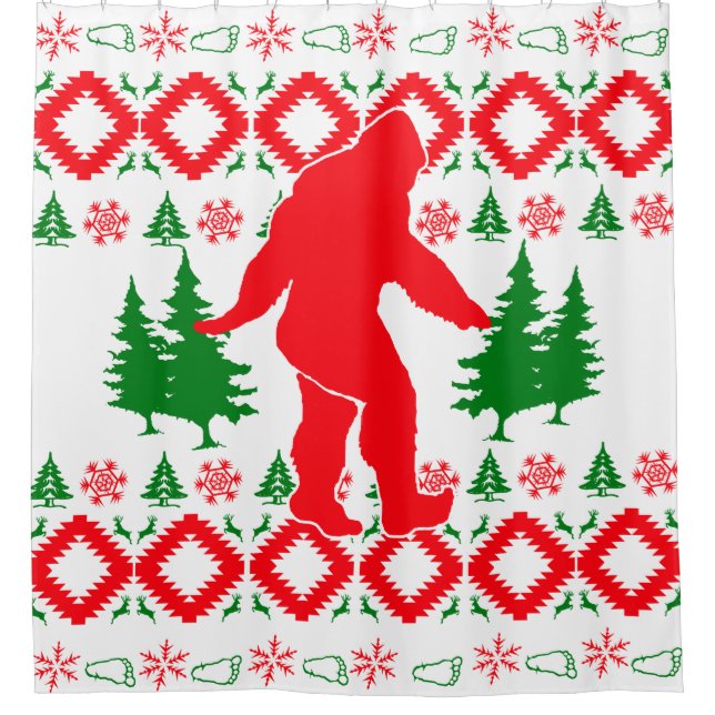 Ugly xmas Bigfoot Shower Curtain (Front)