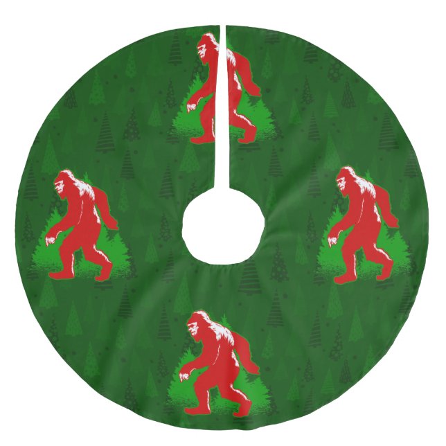 ugly xmas bigfoot yeti christmas trees brushed polyester tree skirt (Front)