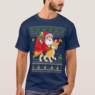 Ugly Xmas Funny Santa Claus Riding Fennec Fo Chris T-Shirt