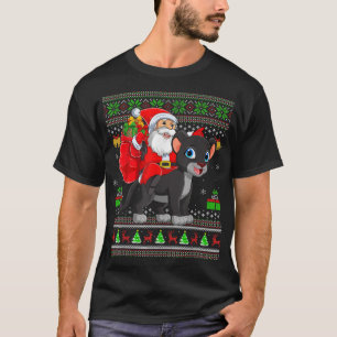 Ugly Xmas Funny Santa Claus Riding Panther Christm T-Shirt