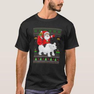 Ugly Xmas Funny Santa Claus Riding Polar Bear Chri T-Shirt