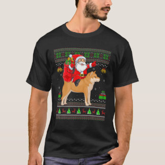 Ugly Xmas Funny Santa Claus Riding Shiba Inu Chris T-Shirt