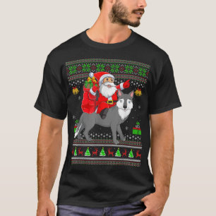 Ugly Xmas Funny Santa Claus Riding Wolf Christmas T-Shirt