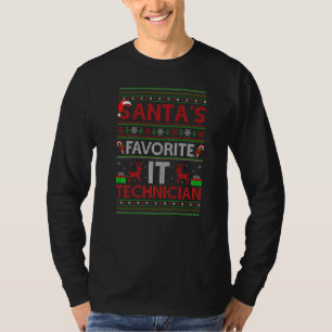 Ugly Xmas Lighting Santa S Favourite It Technician T-Shirt