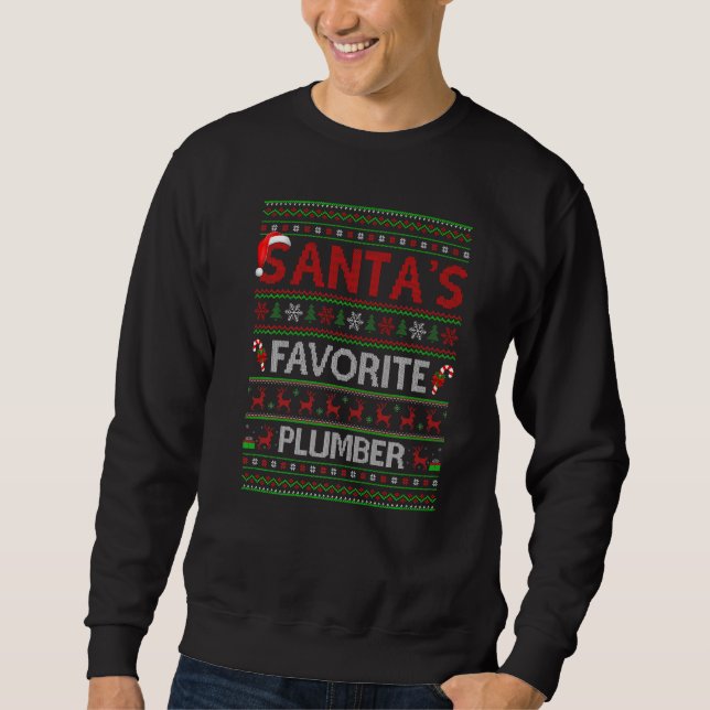 Ugly Xmas Lighting Santa S Favourite Plumber Chris Sweatshirt (Front)