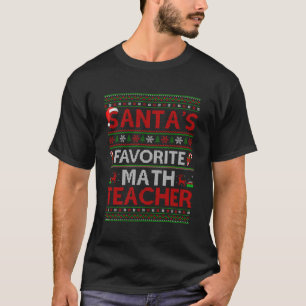 Ugly Xmas Lighting Santa'S Favourite Math Teacher T-Shirt