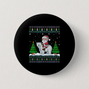 Ugly Xmas Lighting Tree Santa Riding Lar Bear Chri 6 Cm Round Badge