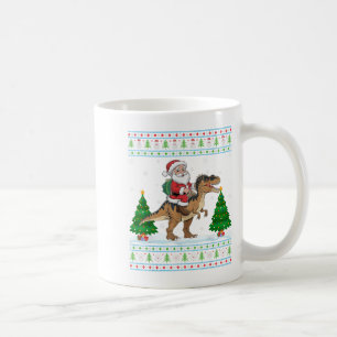 Ugly Xmas Lighting Tree Santa Riding Snosaurus Chr Coffee Mug