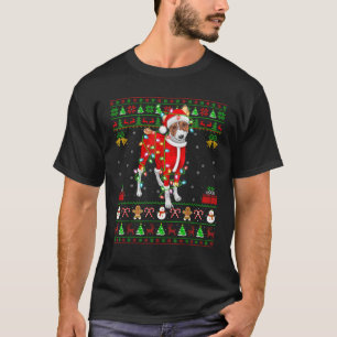 Ugly Xmas Lights Santa Basenji Dog Christmas  T-Shirt