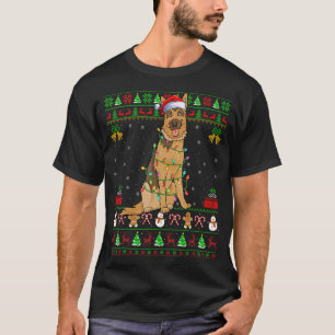 Ugly Xmas Lights Santa Belgian Malinois Dog Christ T-Shirt