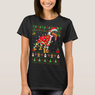 Ugly Xmas Lights Santa Doberman Dog Christmas T-Shirt
