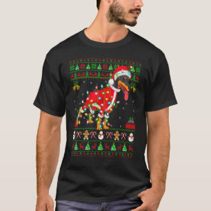 Ugly Xmas Lights Santa Doberman Dog Christmas T-Shirt