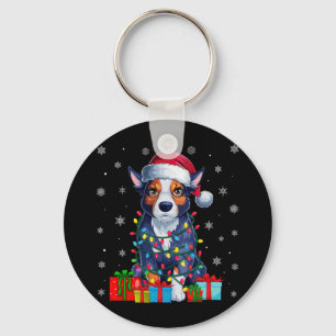 Ugly Xmas Lights Santa Hat Australian Cattle Dog C Key Ring