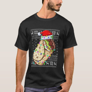 Ugly Xmas Lights Santa Hat Fast Food Burrito Chris T-Shirt