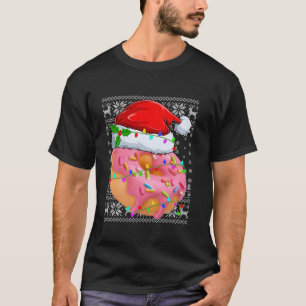Ugly Xmas Lights Santa Hat Fast Food Doughnuts Chr T-Shirt