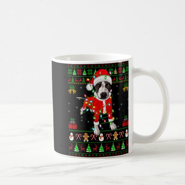 Ugly Xmas Lights Santa Tbull Dog Christmas  Coffee Mug (Right)